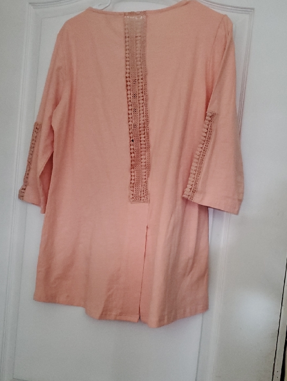 Simply Noelle Peach Crochet-Trim Henley Tunic - Picture 6 of 8